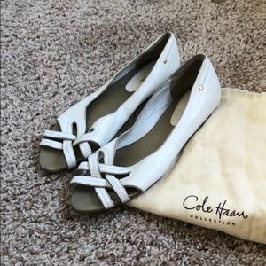 White Open Toe Cole Haan Flats
